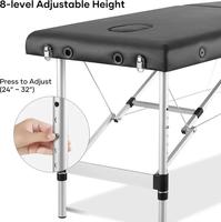Table de massage portable 3 plis de 23.6 "de large, lit de massage en aluminium réglable en hauteur avec appui-tête, accoudoirs et sac de transport,