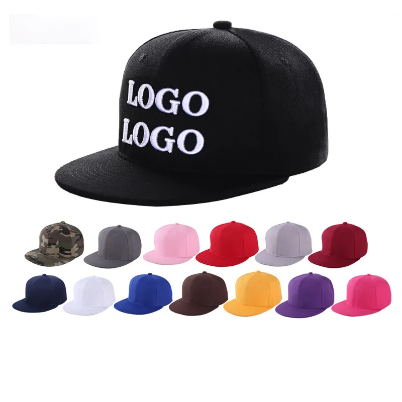 Männer Frauen Benutzer definierte Stickerei 3D Logo SnapBack Cap, Mode anpassen Personal isierte Bestickte Kappe Hip Hop Flat Bill Snapback Hut-