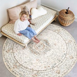 <span class=keywords><strong>Tapis</strong></span> ronds d'intérieur, à poils ras, lavables en machine, style abstrait, vieilli, blanc <span class=keywords><strong>beige</strong></span>, turc persan, pour salon - Product Image 2