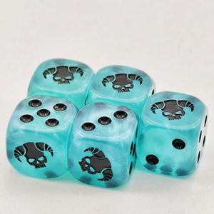 Salida de moq bajo, 5 uds., borde redondo, azul, translúcido, punta de mármol, dados personalizados, grabado de logotipo, juego de dados de resina acrílica de plástico - Product Image 3