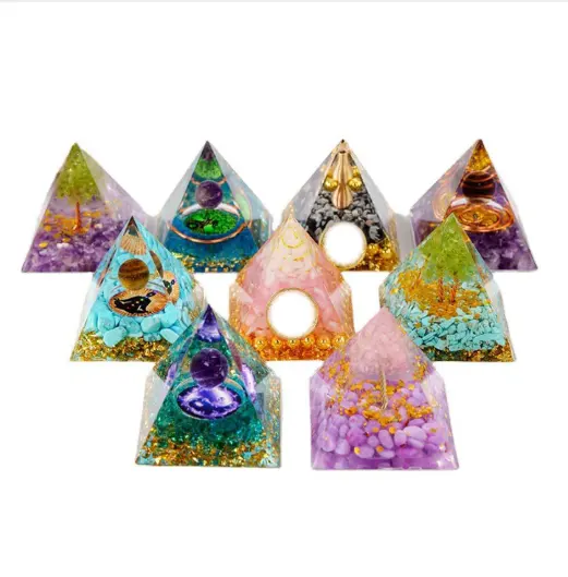 Hot Selling Amethyst Gemstone Orgon Pyramids For Meditation Natural Chips Orgon Pyramid healing stone