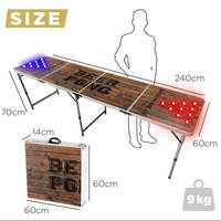 Mobilier d'extérieur numérique de haute qualité, table pliante en aluminium avec hayon, table de beer pong pliante lumineuse à led personnalisée