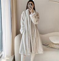 Meilleur manteau de fourrure de vison saphir doux de qualité européenne pour l'hiver manteau de vison blanc vintage pleine longueur