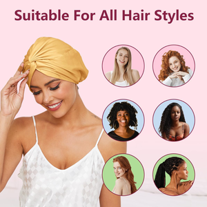 전문 맞춤형 로고 수면 모자 스타일링 모자 솔리드 새틴 보닛 여성용 넥타이 디자이너 보닛 새틴 안감 헤드 커버 - Product Image 3