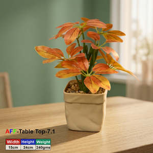 Usine de fleurs artificielles : Plante succulente artificielle en plastique, feuille parapluie effet coucher de soleil, pour table, avec feuilles ultra-réalistes - Product Image 3