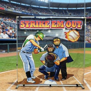 Productos de alquiler para parques de atracciones y carnavales: Juego de lanzamiento de béisbol con marco, estilo 'Strike Em Out', para fiestas de feria y eventos deportivos interactivos. - Product Image 4