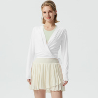 Hauts à manches longues haut de gamme pour femmes avec bretelles croisées, pour le printemps et l'été, blouses d'extérieur, vestes de fitness et de Pilates, vêtements de yoga grande taille