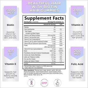 OEM sakızlı Multivitamin Folic asit biyotin Gummies Vitamin takviyeleri sorumlu saç cilt çivi büyüme Folate biyotin Gummies - Product Image 6