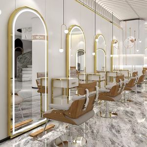 Espejo de Pared con Iluminación LED para Salón de Belleza, Estilo Dorado, Grande, de Cuerpo Entero, para Peluquería y Maquillaje, en Oferta - Product Image 1