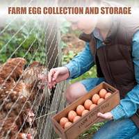 Boîte à oeufs en bois de ferme pour 12 oeufs frais taille personnalisée logo supermarché Boîte de rangement rustique en bois pour oeufs avec poignée