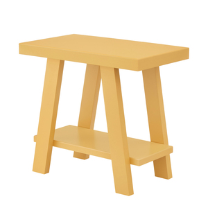 Athens Contemporary Wood <b>Shelf</b> Side Table In Yellow With Storage <b>Shelf</b> For Living Room - Product Image 6