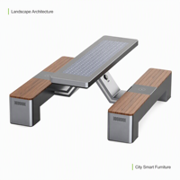 Station de recharge solaire lisible en plein soleil, table en acier durable avec routeur 4G 5G et batterie de secours pour station de transit avancée