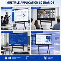 Tableau numérique intelligent LCD 4K de 65/75/86 pouces avec écran Android 14, tableau blanc double système OPS, tableau électronique mobile, prix OEM