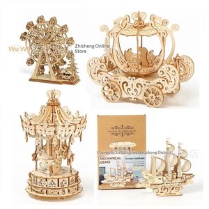 Juguete <span class=keywords><strong>de</strong></span> madera para armar, rompecabezas 3D, carrusel, noria, carroza <span class=keywords><strong>de</strong></span> calabaza, barco <span class=keywords><strong>de</strong></span> vela, modelo estático, para mayores <span class=keywords><strong>de</strong></span> 14 años, en caja - Product Image 2