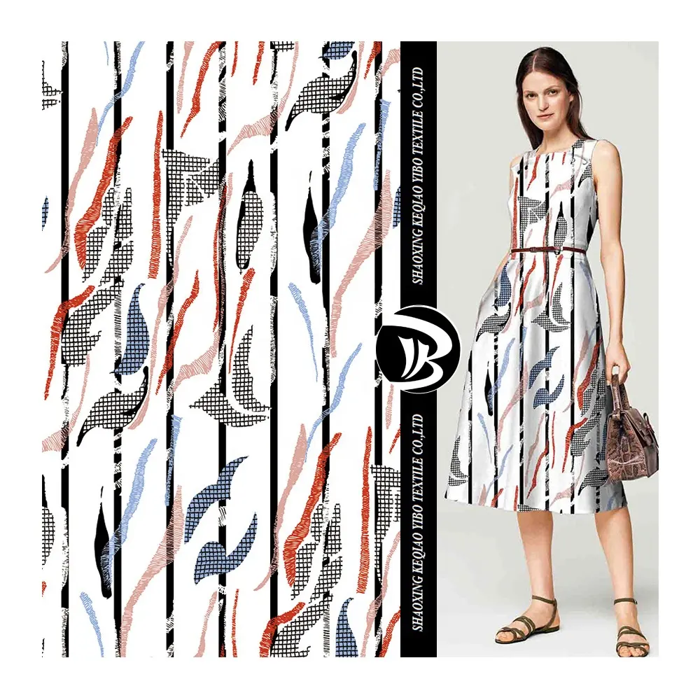 Geometrischer Satin-Chiffon-Digitaldruck-Kleider stoff der ursprünglichen Design mode