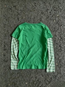 Camiseta de Manga Larga a Rayas Verdes para Hombre, Corte Regular, Cuello Redondo, Tejido de Punto, Casual, con Ribete en Contraste - Product Image 2