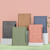 Carnet agenda de bureau A4 A5 B5 coffret cadeau vert affaires Promotion cadeaux classeur avec fente pour carte anneau pour stylo couverture en cuir PU
