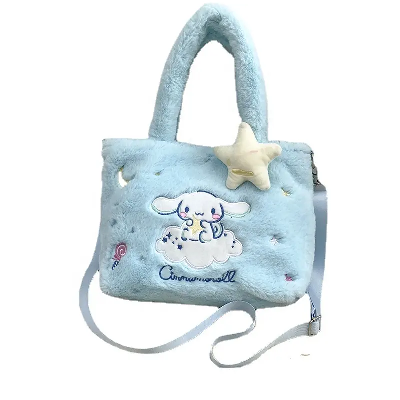 Cute Cartoon Handbag Sanrioed Kuromi Cinnamoroll Shoulder Crossbody Bag for Girls Plush Toy Grab Doll