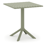 Table de bar carrée noire moderne, table haute perforée résistante aux intempéries, table de bistrot de patio empilable à base trépied