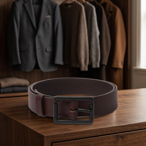 Men's <b>Vintage</b> Solid Cow Hide Leather <b>Belt</b> Pin Buckle Steel Buckle Custom Logo Engrave High Strength Lightweight Waterproof - Product Image 1