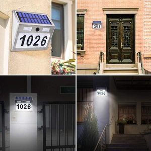 Numéro de <span class=keywords><strong>maison</strong></span> Lumière solaire LED extérieure Détecteur de mouvement Plaque d'immatriculation de porte Adresse de <span class=keywords><strong>la</strong></span> <span class=keywords><strong>maison</strong></span> Panneaux de numéro de <span class=keywords><strong>maison</strong></span> solaires modernes - Product Image 4
