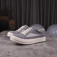 Chaussures pour hommes à prix réduit, baskets noires à lacets pour femmes, chaussures plates décontractées en cuir de luxe de créateur Owens
