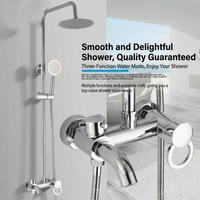 Ensemble de douche mural chromé de luxe léger transfrontalier pour salle de bain à usage domestique haute pression
