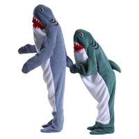 Nouveau requin et dauphin sac de sommeil dessin animé Animal une pièce pyjamas adultes/enfants flanelle maison couverture portable