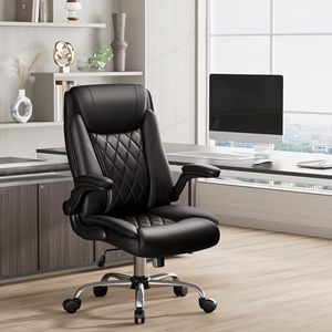 Silla de Oficina Giratoria de Cuero Premium con Diseño de Diamantes, Silla de Computadora Resistente con Doble Capa de Acolchado para Adultos - Product Image 3