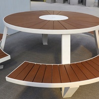 Ensemble de table de pique-nique en bois métal personnalisé en usine ensemble table et chaises de jardin patio extérieur Table en bois avec parapluie