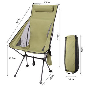 <span class=keywords><strong>Chaise</strong></span> <span class=keywords><strong>pliante</strong></span> de type lune pour <span class=keywords><strong>adulte</strong></span> à dossier haut en alliage d'aluminium avec sac de rangement et poches pour gobelets, qualité garantie pour une utilisation en extérieur - Product Image 5