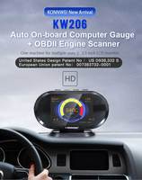 Ordinateur de bord OBD2 KONNWEI KW206, ordinateur numérique de voiture, scanner OBD 2, affichage de la consommation de carburant, jauge de température de l'eau