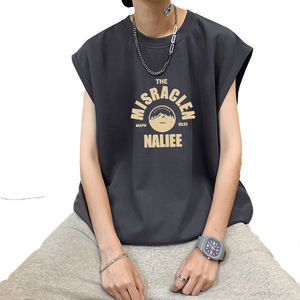 Customizable Men's Loose Sports Tank <b>Top</b> Summer Trendy Solid <b>White</b> Cotton <b>Sleeveless</b> Gym Base Layer Vest - Product Image 5