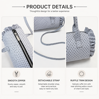 Tas Selempang Polkadot Lucu Wanita, Tas Tangan Mini, Tas Selempang Ruffle Berpita, Tas Fashion, Tas Jinjing Kecil, Logo Custom OEM
