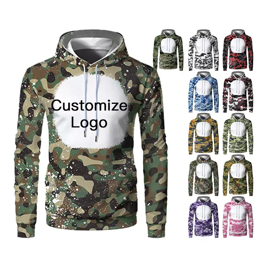 Terry pullover sublimation blank hoodie sublimation hoodies men camouflage colors