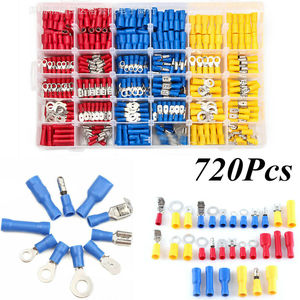 Set di 720 Terminali a Crimpare a Freddo Assortiti in Scatola, Connettori Elettrici a Forcella, Anello, a Spina e a Forcella Larga per Cavi - Product Image 1