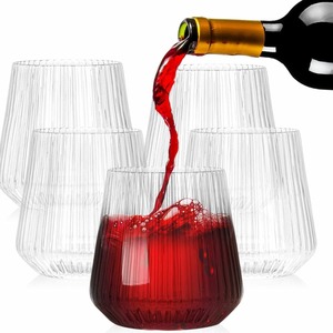 Elegant 12 Ounce Clear Origami Ripple <b>Unbreakable</b> PET Plastic Eco-Friendly Novelty Disposable <b>Wine</b> Whiskey <b>Glasses</b> Modern Design - Product Image 1