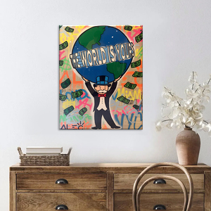 Arte en Lienzo de Grafiti, Pintura Pop Art de 'El Mundo es Tuyo' para Decoración de Paredes, Arte Urbano Moderno - Product Image 4