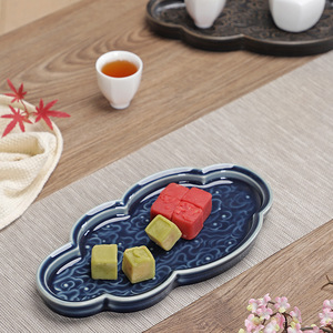 Plato de cerámica retro chino para frutas, forma irregular, estilo zen, bandeja de té para fiestas en casa. - Product Image 4