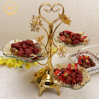 Plateau à chocolat islamique moderne pour la décoration du Ramadan, fer plaqué or minimaliste avec verre contemporain