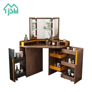 <span class=keywords><strong>Mueble</strong></span> de Dormitorio con Espejo, Tocador de <span class=keywords><strong>Maquillaje</strong></span> Esquinero con Almacenamiento, Cómoda de Madera - Product Image 6