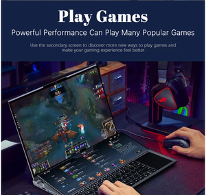 Design bon marché nouveau 16 + 14 pouces double écran tactile I7-9750H <span class=keywords><strong>ordinateur</strong></span> <span class=keywords><strong>portable</strong></span> 2 To SSD lumière jeu et <span class=keywords><strong>ordinateur</strong></span> <span class=keywords><strong>portable</strong></span> de bureau - Product Image 5