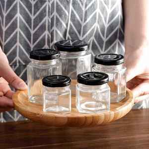 Fabricant pot de miel en verre plat bon marché bocaux en verre hexagone transparent avec couvercle <span class=keywords><strong>à</strong></span> vis - Product Image 4