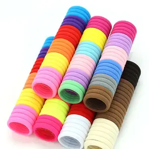 wholesale 50pcs Girls Solid Color Elastic Hair Bands 3cm Rubber Band Ponytail Holder Gum Headwear Girls Hair Ties Accessories