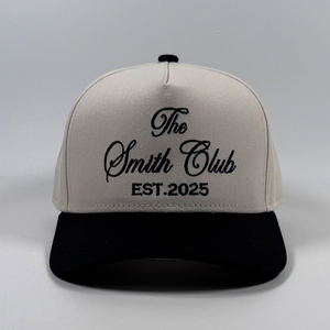 Sombrero de Vaquero Unisex de Alta Calidad, Personalizado con Bordado Cursivo, Beige y Negro, <span class=keywords><strong>Gorras</strong></span> de Camionero para Boda, <span class=keywords><strong>Gorras</strong></span> Estructuradas de Algodón de Perfil Medio - Product Image 3