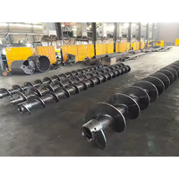 Tarière spirale CFA à haute efficacité de 300-1000 mm, personnalisée, en acier Q345B, avec dents en forme de balle et bride hexagonale
