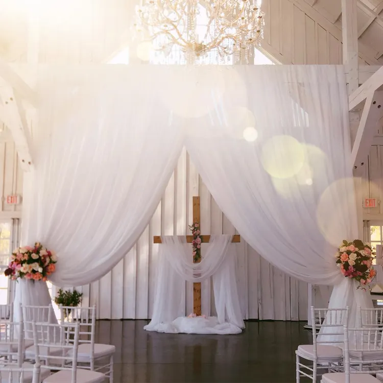 Su misura Hang Evento di Nozze Sfondo Bianco Tende Per La Decorazione