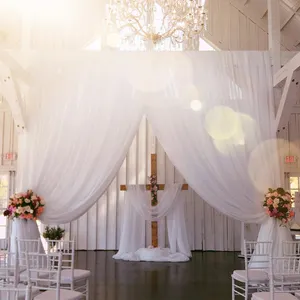 Customized Hang Wedding Event White Backdrop Curtains For Decoration
