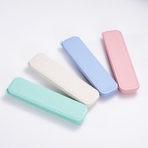 <span class=keywords><strong>Estuche</strong></span> de almacenamiento de <span class=keywords><strong>cubiertos</strong></span> de vajilla portátil conveniente de paja de trigo de grado alimenticio biodegradable - Product Image 3