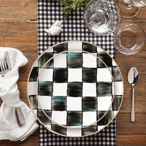 Nordic Style Black White Plaid Custom Logo Porcelain <b>Flat</b> Dinner Plate - Product Image 4